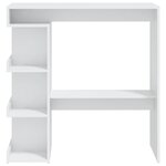 vidaXL Table de bar avec étagère de rangement Blanc Bois d'ingénierie