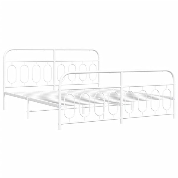 vidaXL Cadre de lit métal avec tête de lit/pied de lit blanc 180x200cm