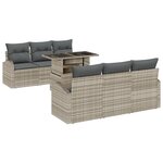 vidaXL Ensemble de 7 canapés de jardin avec coussins gris clair poly rattan