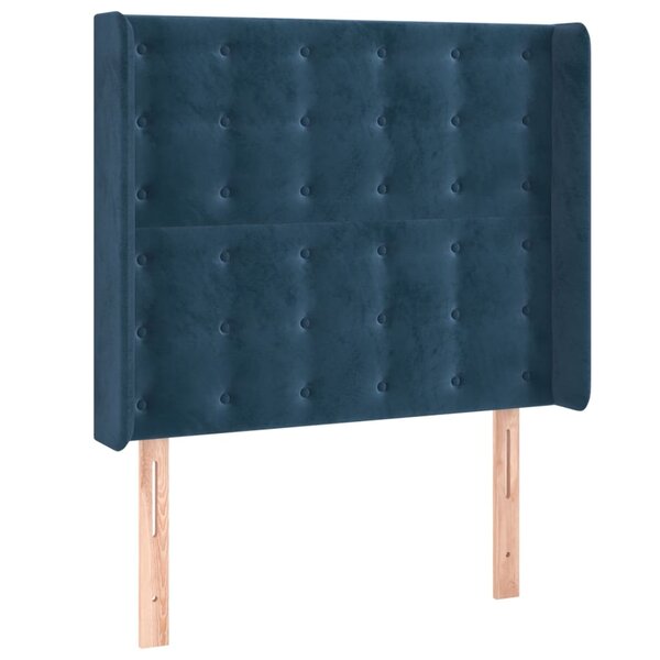 vidaXL Tête de lit avec oreilles Bleu foncé 83x16x118/128 cm Velours
