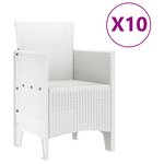 vidaXL Set de salle à manger jardin 11 pièces en poly rattan blanc