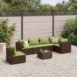 vidaXL Salon de jardin avec coussins 7 Pièces marron résine tressée