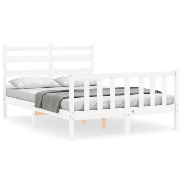 vidaXL Cadre de lit avec tête de lit blanc 140x200 cm bois massif