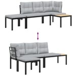 vidaXL Ensemble de banc de jardin avec coussins 3 Pièces noir