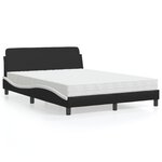 vidaXL Lit avec matelas noir et blanc 120x200 cm similicuir