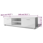 vidaXL Meuble TV Blanc brillant 140x40 5x35 cm