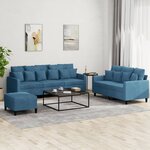 vidaXL Ensemble de canapés 3 Pièces avec coussins Bleu Velours