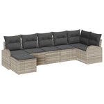 Canapé de jardin 7 pièces avec coussins gris clair poly rattan