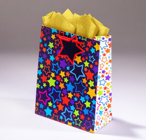 Sac cadeau blue stars pml 14 x h 18 étoiles