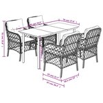 vidaXL Ensemble à manger de jardin et coussins 5 Pièces gris clair rotin