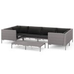 vidaXL Salon de jardin 7 Pièces avec coussins Résine tressée Gris foncé