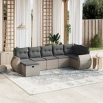 vidaXL Salon de jardin avec coussins 7 Pièces gris résine tressée