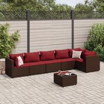 vidaXL Salon de jardin avec coussins 7 Pièces marron résine tressée
