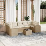 vidaXL Salon de jardin avec coussins 8 Pièces beige résine tressée