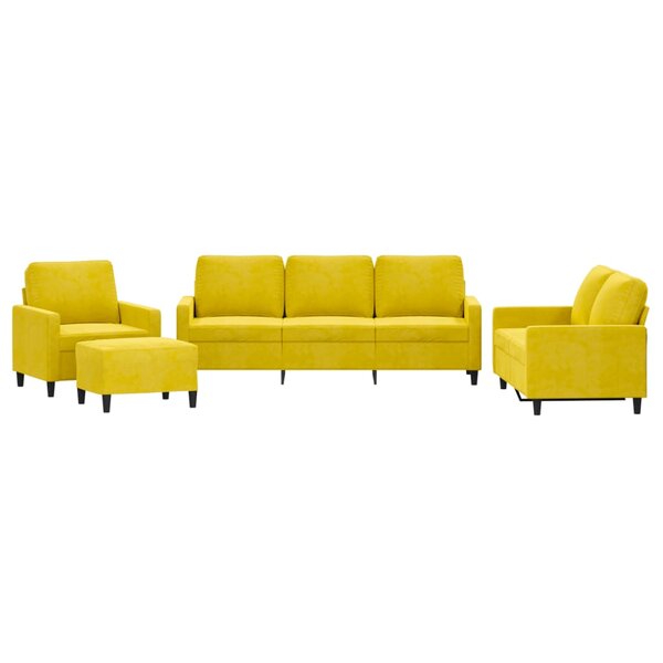 vidaXL Ensemble de canapés 4 Pièces avec coussins Jaune Velours