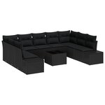 vidaXL Ensemble de canapé de jardin de 10 pièces avec coussins Beige en poly rotin