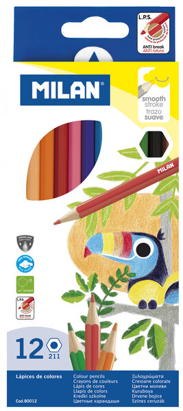 Crayons de couleur hexagonaux 12 pièces