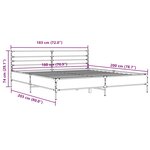 vidaXL Cadre de lit chêne fumé 180x200 cm bois d'ingénierie et métal
