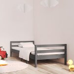 vidaXL Cadre de lit Gris 90x200 cm Bois de pin massif