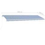 vidaXL Auvent manuel rétractable sur pied 600x300 cm Bleu/Blanc