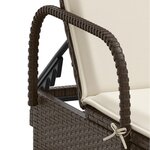 vidaXL Chaise longue avec roues et coussin marron résine tressée