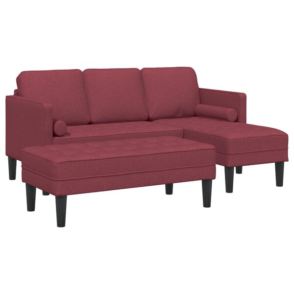 vidaXL Ensemble de Canapés 2 Pièces avec Coussins en Tissu Rouge Bourgogne