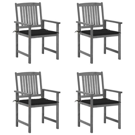 vidaXL Chaises de jardin avec coussins 4 Pièces Gris Bois d'acacia massif