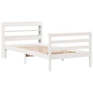 vidaXL Cadre de lit avec tête de lit blanc 90x190cm bois de pin massif