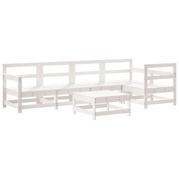 vidaXL Salon de jardin 6 Pièces Blanc Bois de pin massif