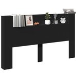 vidaXL Armoire tête de lit avec LED noir 180x16 5x103 5 cm
