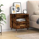 vidaXL Table de chevet chêne fumé 40x35x47 5 cm bois d’ingénierie