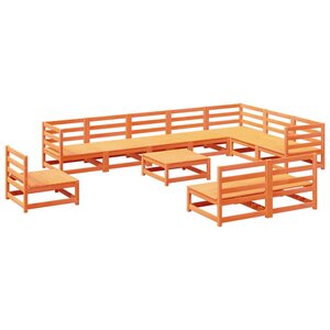 vidaXL Salon de jardin 11 Pièces marron cire bois de pin massif