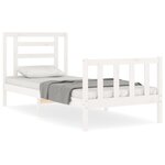 vidaXL Cadre de lit avec tête de lit blanc 90x200 cm bois massif