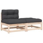 vidaXL Canapé de jardin sans accoudoirs avec coussins et repose-pieds