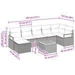 Canapé de jardin 8 pièces avec coussins en poly rotin noir