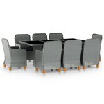 vidaXL Ensemble à manger d'extérieur et coussins 9 Pièces résine tressée