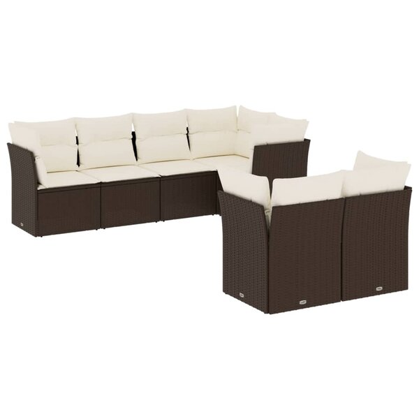 vidaXL Salon de jardin avec coussins 7 Pièces marron résine tressée