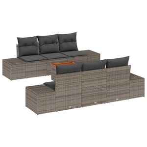 vidaXL Ensemble de canapé de jardin avec coussin 7 Pièces Gris polyrotin