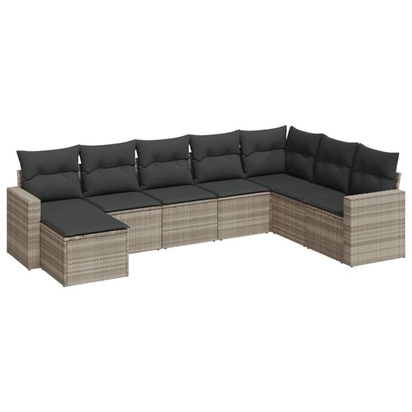 vidaXL Salon de jardin 8 Pièces avec coussins gris clair résine tressée