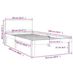 vidaXL Cadre de lit Gris Bois de pin massif 90x200 cm
