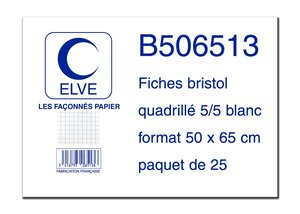 Lot de 25 fiches bristol 190 g 50 x 65 cm 5x5 Blanc ELVE