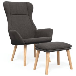 vidaXL Chaise de relaxation avec repose-pied Gris foncé Tissu