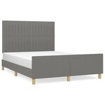 vidaXL Cadre de lit avec tête de lit Gris foncé 140x190 cm Tissu