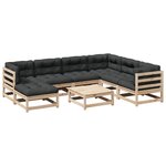 vidaXL Salon de jardin 8 Pièces avec coussins bois de pin massif