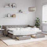 vidaXL Lit de jour avec gigogne et tiroirs taupe 80x200 cm tissu