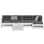 vidaXL Salon de jardin avec coussins 6 Pièces blanc bois de pin massif
