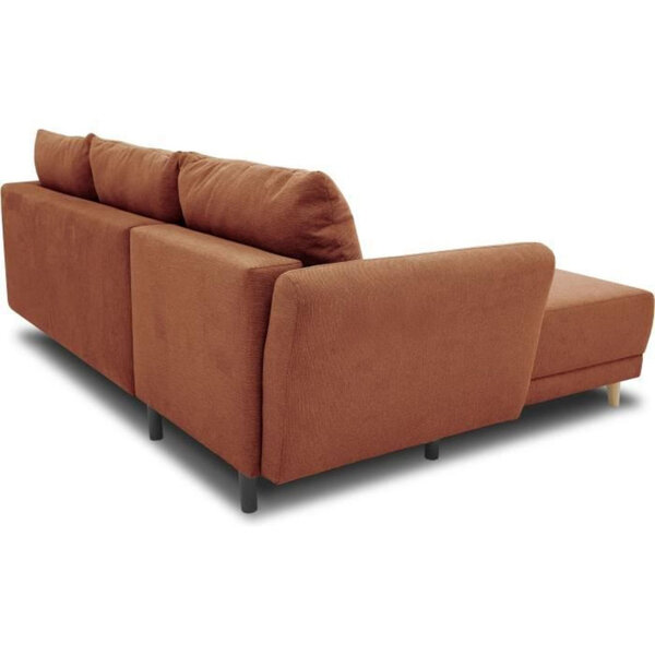 Canapé d'angle convertible réversible 3-4 places tissu Terracotta à coffre de rangement - 244 x 158 x Hauteur 95 cm