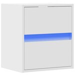 vidaXL Table de chevet murale avec lumières LED blanc