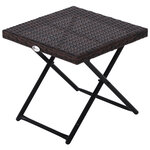 Table basse pliable de jardin style cosy chic dim. 40l x 40l x 40h cm métal époxy résine tressée imitation rotin marron