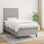 vidaXL Sommier à lattes de lit avec matelas Gris clair 100x200cm Tissu